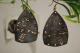 Brass Earrings In Steel Grey Color product view 2