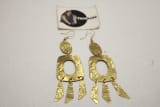 Oval Brass Earrings In Three Strips  Design product view 3