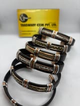 Black Leather Copper Cuff product view 1