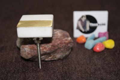 Square Marble and Brass Knob thumbnail 2