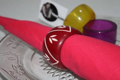 Carved Cherry Resin Napkin Ring thumbnail 2