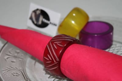Carved Red Resin Napkin Ring thumbnail 2