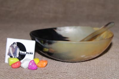 Black And Lite Brown Horn Spoon thumbnail 1