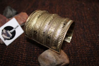 Engraved Wide Brass Cuff thumbnail 2