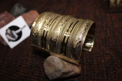 Wide Brass Engraved Cuff thumbnail 2