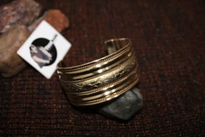 Engraved And Four Copper Rope Design Brass Cuff thumbnail 2