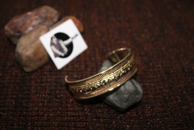 Six Thin Copper Rope Design Brass Cuff thumbnail 2