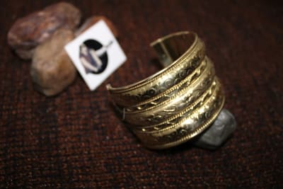 Six Thin Rope Design Wide Brass Cuff thumbnail 2