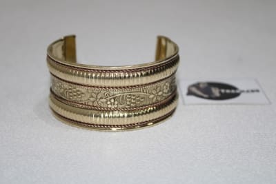 Flower Designed Wide Brass Cuff thumbnail 1