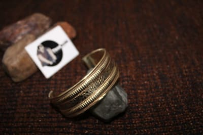 Flower Designed Thin Brass Cuff thumbnail 2