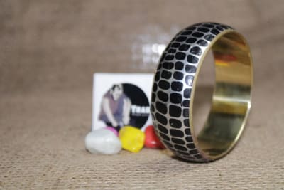 Snakeskin Design Mounted Rexine Brass Bangle thumbnail 3
