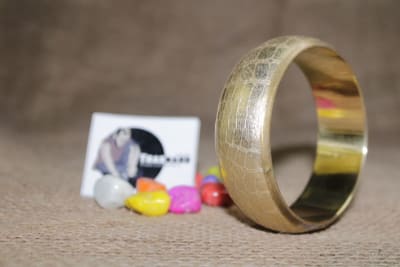 Golden Rexine Design Brass Bangle thumbnail 3