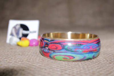 Colorful Rexine Design Brass Bangle thumbnail 1