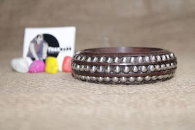Wooden Bangle With Studded Aluminium thumbnail 1