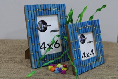 Blue Bone Inlay Picture Frame With Gold Brass thumbnail 4