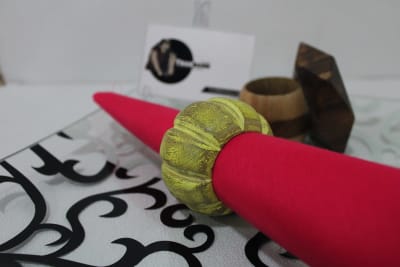 Green Painted Wood Napkin Ring thumbnail 2