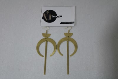 Moon Shape Brass Earrings thumbnail 1