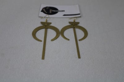 Moon Shape Brass Earrings thumbnail 2