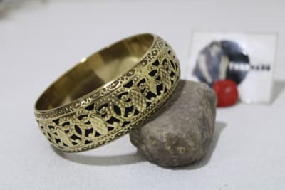 Brass Bangle In Cut Out Floral Design thumbnail 2