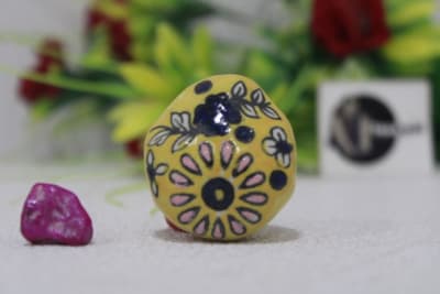 Ceramic Knob In Printed Flower Design thumbnail 2