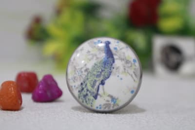 Printed Peacock Ceramic Knob thumbnail 2