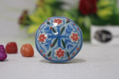 Ceramic Red Printed Flower Knob thumbnail 2
