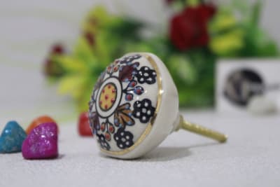 Ceramic Black Printed Flower Knob thumbnail 1