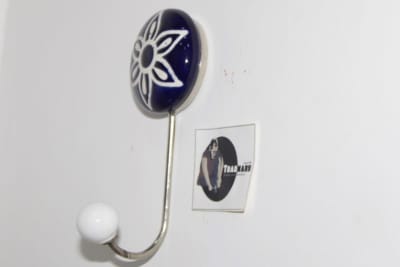 Ceramic Black Wall Hook In Printed Flower Design thumbnail 3
