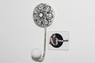 Ceramic White Wall Hook In Printed Flower Design thumbnail 2