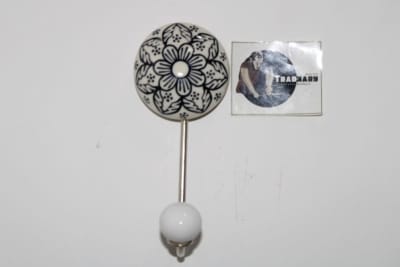 Ceramic White Wall Hook In Printed Flower Design thumbnail 1