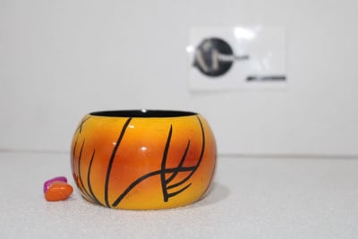 Yellow Colored Bangle in Black Line Design thumbnail 1