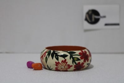 Red Painted Flower Design Bangle thumbnail 1