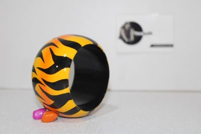 Yellow Colored Bangle in Dark Black Line Design thumbnail 2