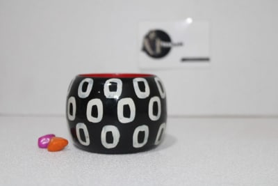 Black Colored Bangle in Oval Shape Painted Design thumbnail 1