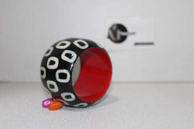 Black Colored Bangle in Oval Shape Painted Design thumbnail 2