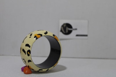 Cream Colored Bangle In Black Painted Design thumbnail 2