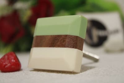 Green, White Resin & wooden Knob thumbnail 1