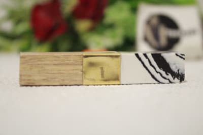 White Resin, Wood & Brass Strip Knob thumbnail 2