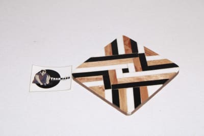 Black & White Resin Strips Coaster thumbnail 1
