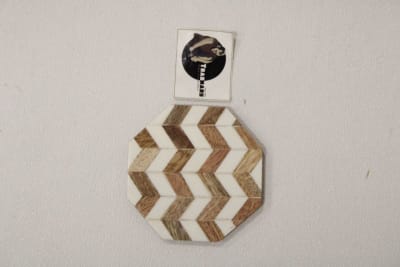 Hexagon White Resin Stripes Coaster thumbnail 2