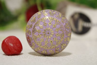 Pink Brass Knob Etched Flower Design thumbnail 2