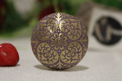 Purple Brass Knob Etched Flower Design thumbnail 2