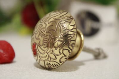 Etched Flower Design  Brass Knob thumbnail 1