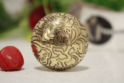 Etched Flower Design  Brass Knob thumbnail 2