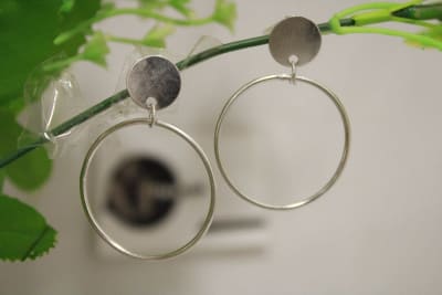 Circle Shape Silver Coated Earrings thumbnail 1