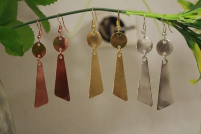 Brass Earrings In Triangle Shape thumbnail 2