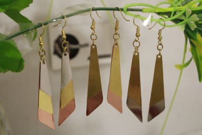 Copper, Brass & Silver Earrings In Triangle Shape thumbnail 4