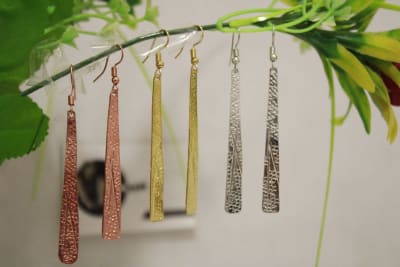 Silver Coated Earrings In Etched Design thumbnail 2