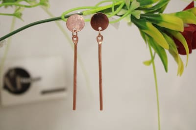 Copper Earrings In Thin Stick thumbnail 2