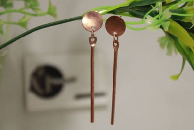 Copper Earrings In Thin Stick thumbnail 3